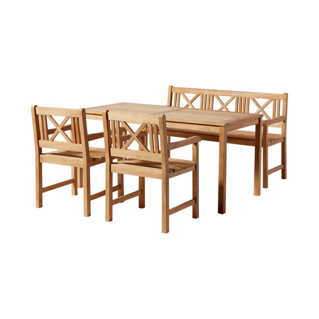 Rosenborg Set - Dreisitzerbank, zwei Stühle & Tisch - Teak