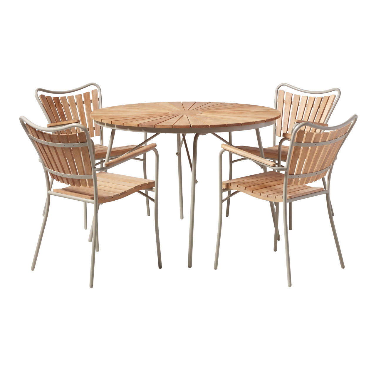 Ellen Set - Tisch 110 cm & Vier Stühle - Sandfarben
