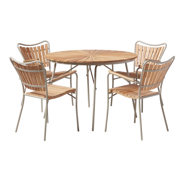 Ellen Set - Tisch 110 cm & Vier Stühle - Sandfarben