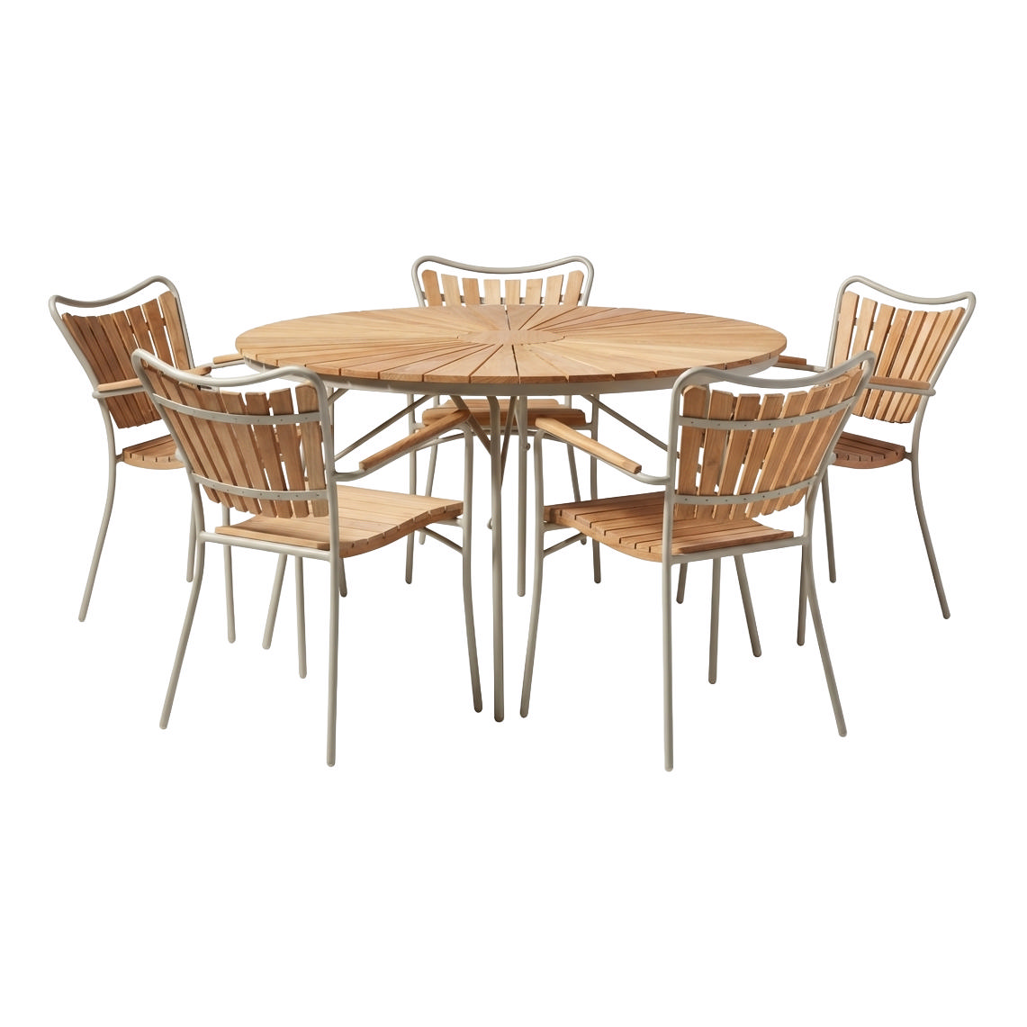 Ellen Set - Tisch 130 cm & Fünf Stühle - Sandfarben