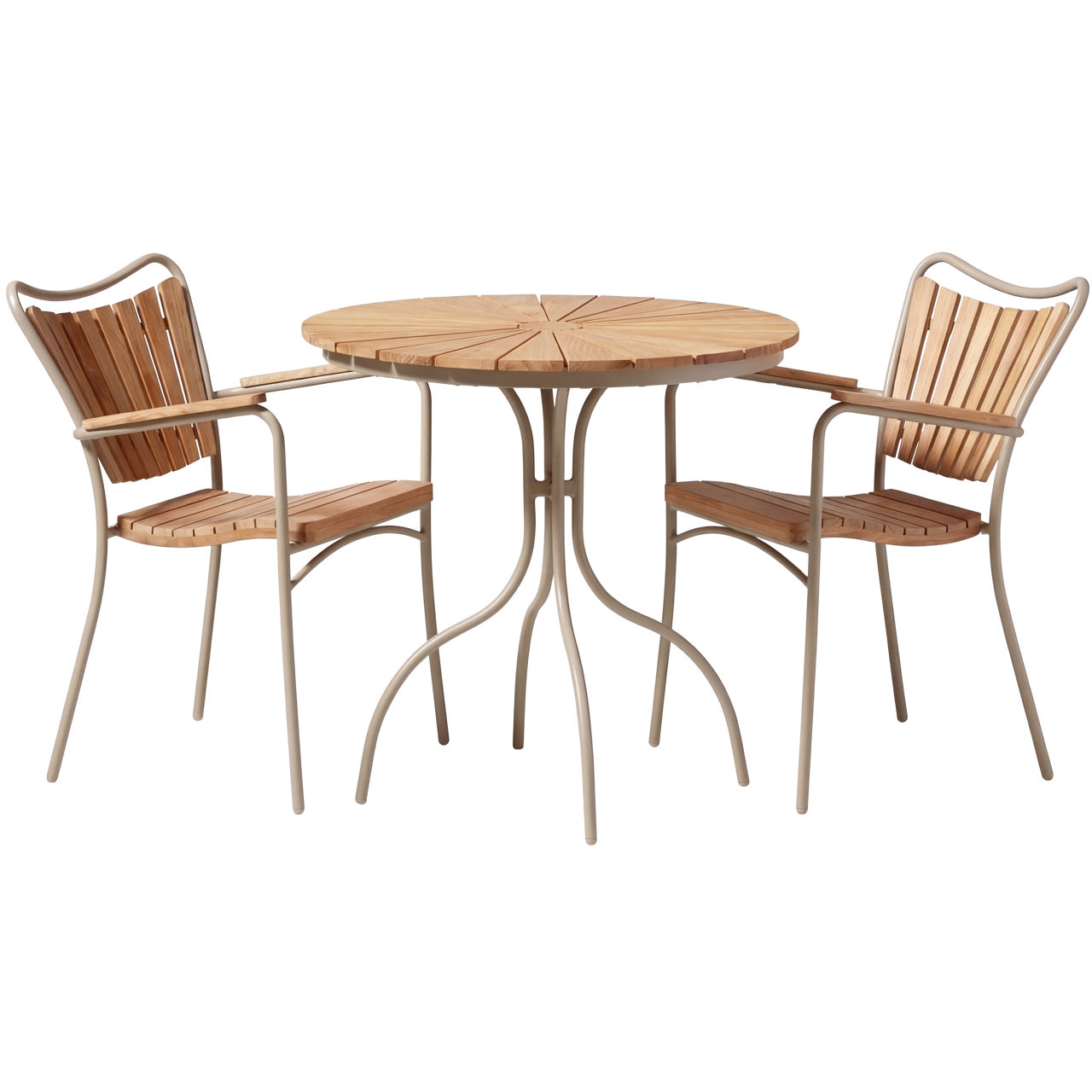 Ellen Café-Set - Café-Tisch & Zwei Stühle - Sandfarben