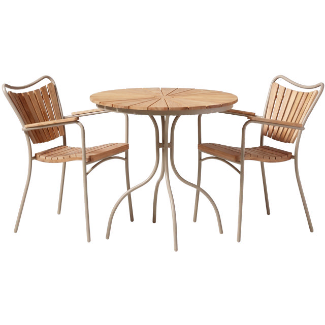 Ellen Café-Set - Café-Tisch & Zwei Stühle - Sandfarben