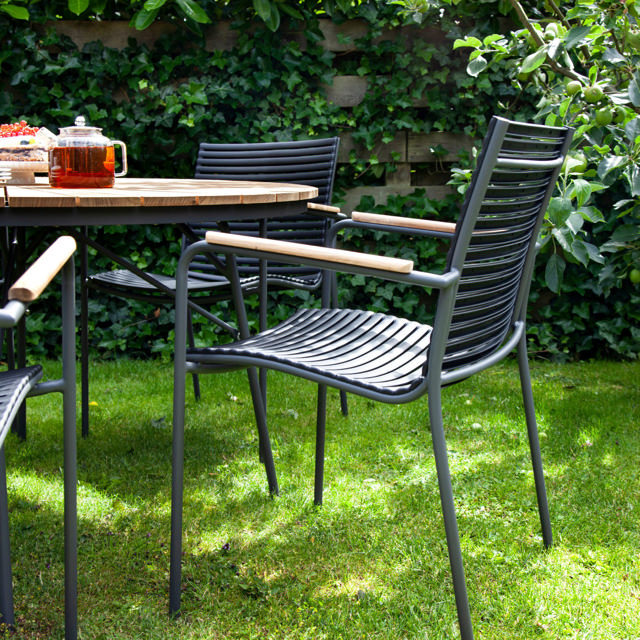 Ellen & Mood Classic Set - Tisch 110 cm & Vier Stühle - Anthrazit