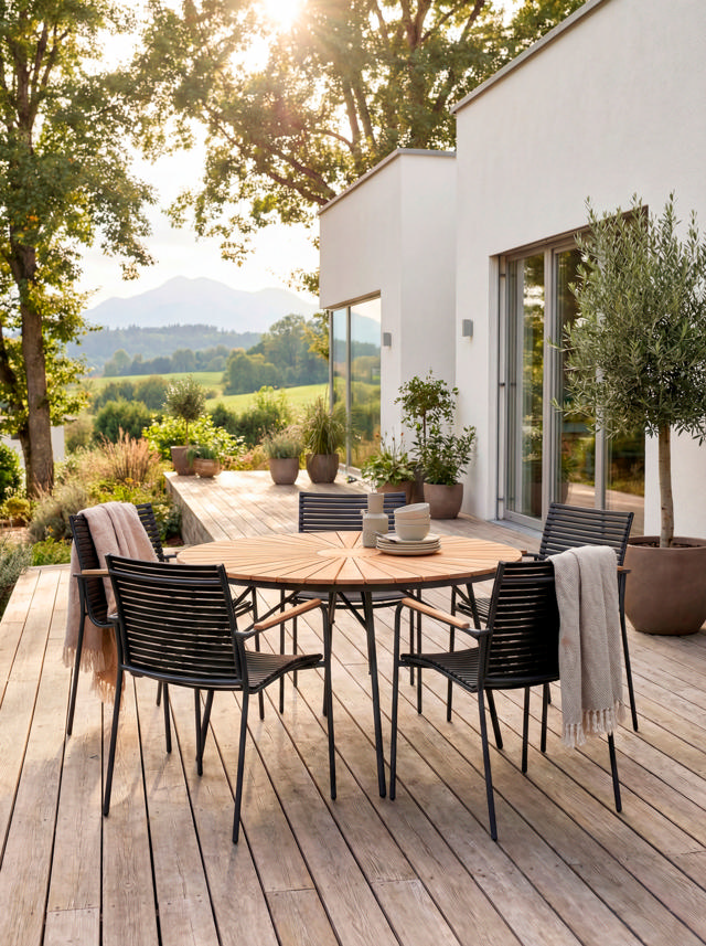 Ellen & Mood Classic Set - Tisch 130 cm & Fünf Stühle - Anthrazit