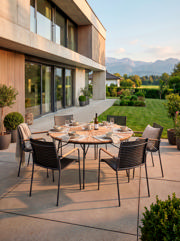 Ellen & Mood Classic Set - Tisch 150 cm & Sechs Stühle - Anthrazit