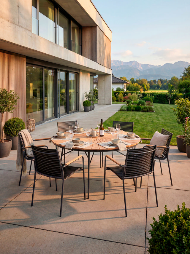 Ellen & Mood Classic Set - Tisch 150 cm & Sechs Stühle - Anthrazit