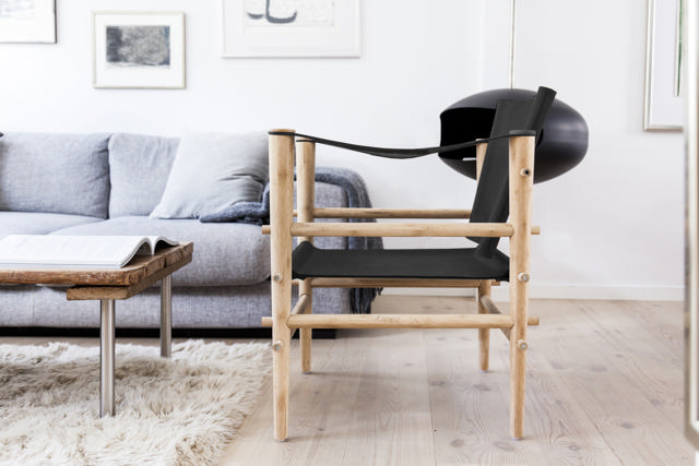 Noble Safaristuhl - Bambus & Schwarzes Leder