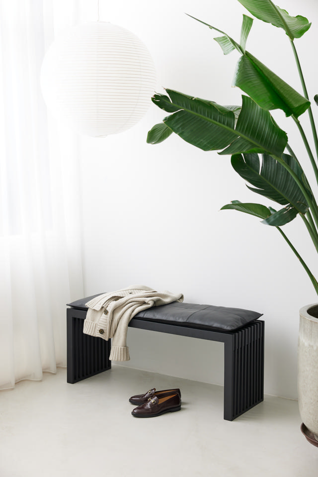 Rib Dreisitzerbank - Schwarz