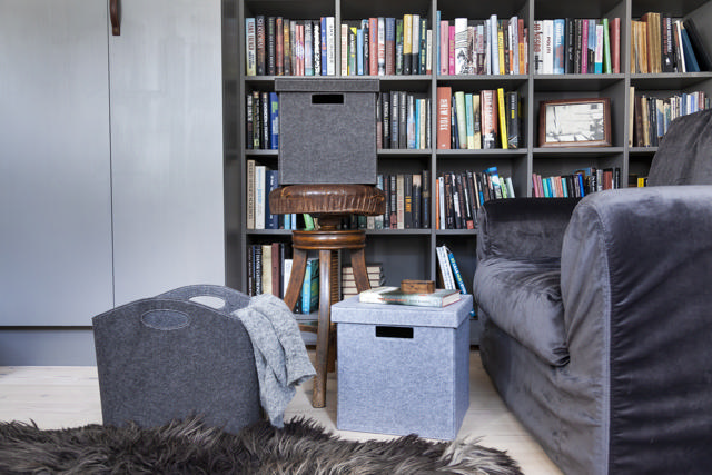 Deckel für Regalbox, hellgrauer Filz